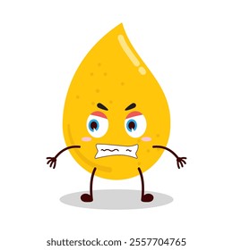 cute angry expression of gold drop cartoon character
