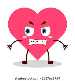 cute angry expression of heart cartoon character