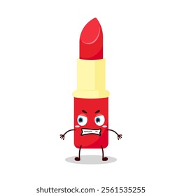 cute angry expression of lipstick cartoon character
