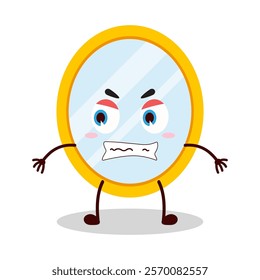 cute angry expression of mirror cartoon character
