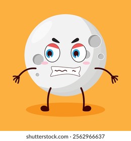cute angry expression of moon cartoon character
