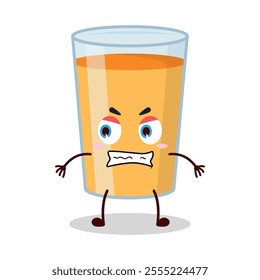 cute angry expression of orange juice cartoon character