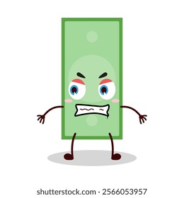 cute angry expression of paper money cartoon character
