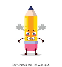 cute angry expression of pencil cartoon character