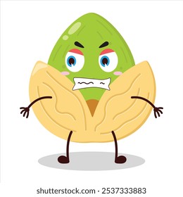 cute angry expression of pistachio character