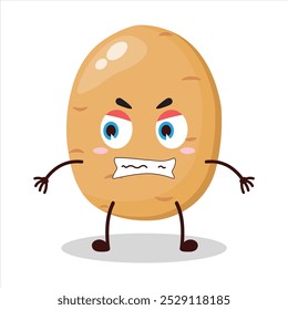 cute angry expression of potato cartoon character