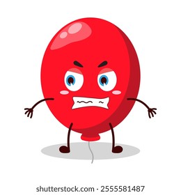 cute angry expression of red balloon cartoon character