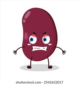 cute angry expression of red bean character