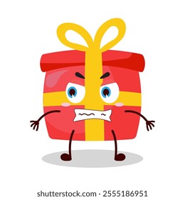 cute angry expression of red gift box cartoon character