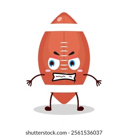 cute angry expression of rugby ball cartoon character
