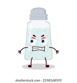 cute angry expression of salt cartoon character