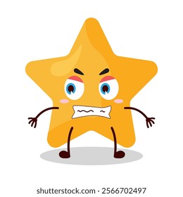 cute angry expression of star cartoon character
