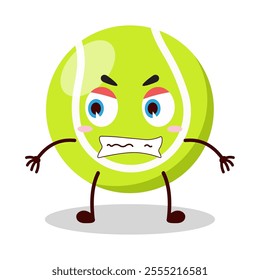 cute angry expression of tennis ball character