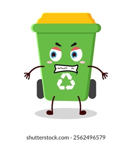 cute angry expression of trash bin cartoon character
