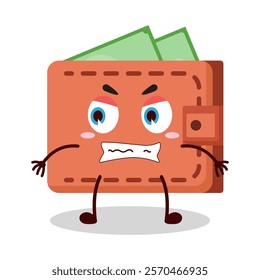 cute angry expression of wallet cartoon character
