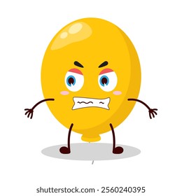 cute angry expression of yellow balloon cartoon character
