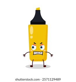 cute angry expression of yellow highlighter cartoon character
