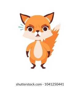 Cute angry fox character, funny forest animal vector Illustration on a white background