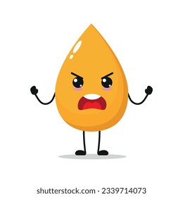 Carácter de gota de oro candente. Divertido emoticono de dibujos animados con orina furiosa en estilo plano. ilustración vectorial de emoji de orina