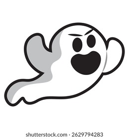 Cute angry halloween ghost character Vector illustration