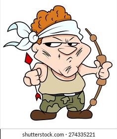 Cute Angry Kid Holding Bow and Arrow