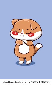 Cute and angry kitten cartoon illustration