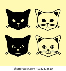 Cute and angry kitten face character vector 