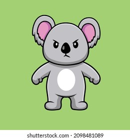 Cute Angry Koala Cartoon Vector Icon Illustration. Animal Icon Concept Isolated Premium Vector. Flat Cartoon Style