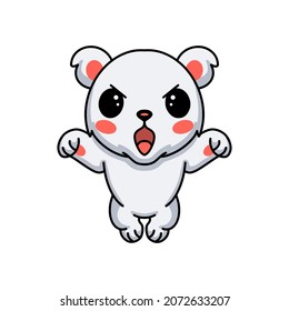 Cute angry little polar bear cartoon