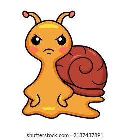 Cute angry little snail cartoon