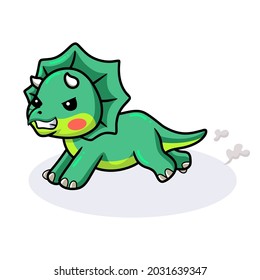 Cute angry little triceratops dinosaur cartoon