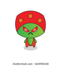 CUTE ANGRY MASCOT DESIGN VECTOR ILUSTRATION .