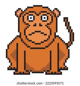 Cute angry monkey cartoon pixel art