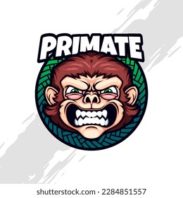 Cute Angry Monkey Primate Chief Mascot