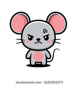 Cute Angry Mouse Cartoon Character