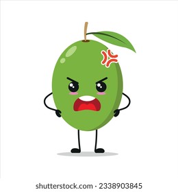 Cute angry olive character. Funny mad olive cartoon emoticon in flat style. fruit emoji vector illustration