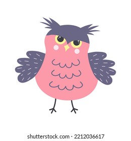 Cute angry owl. Halloween character. Sticker for the nursery.