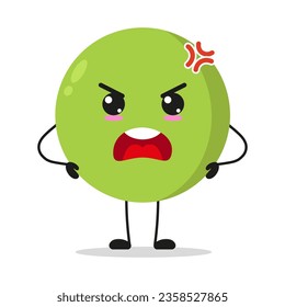 Cute angry peas character. Funny mad vegetable cartoon emoticon in flat style. bean emoji vector illustration