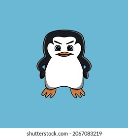 Cute angry penguin cartoon vector illustration