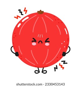 Cute angry Red Ribes character. Vector hand drawn cartoon kawaii character illustration icon. Isolated on white background. Sad cute Red Ribes character concept