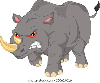 cute angry rhino cartoon