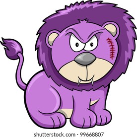 Cute Angry Safari Lion Vector Illustration