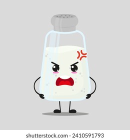 Cute angry salt character. Funny mad ingredient cartoon emoticon in flat style. closet vector illustration