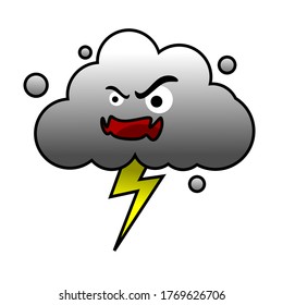Cute angry thundercloud, fit to sticker and t-shirt design or tumbler