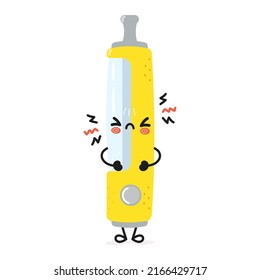 Cute angry vape character. Vector hand drawn cartoon kawaii character illustration icon. Isolated on white background. Sad vape character concept