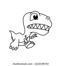 Cute angy dino cartoon characters vector illustration. For kids coloring book.