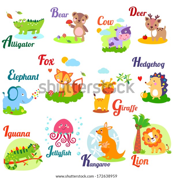 Cute Animal Alphabet Abc Book Vector Stock Vector Royalty Free 172638959