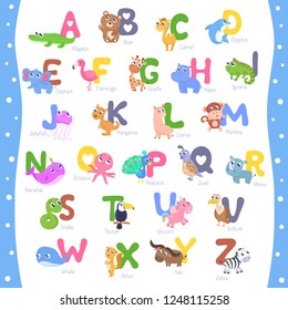 Cute Animal Alphabet Az Vector Illustration Stock Vector (Royalty Free ...