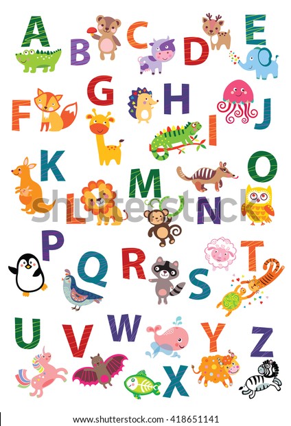 かわいい動物のアルファベット 英語のアルファベット のポスター 保育園 動物をテーマにした キッズアートデコール 性別に依存しない保育園 Abc 児童の壁 かわいい動物のアルファベットのベクター画像 のベクター画像素材 ロイヤリティフリー