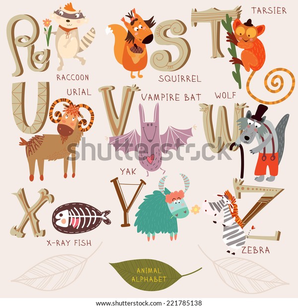 Cute Animal Alphabet R S T Stock Vector Royalty Free